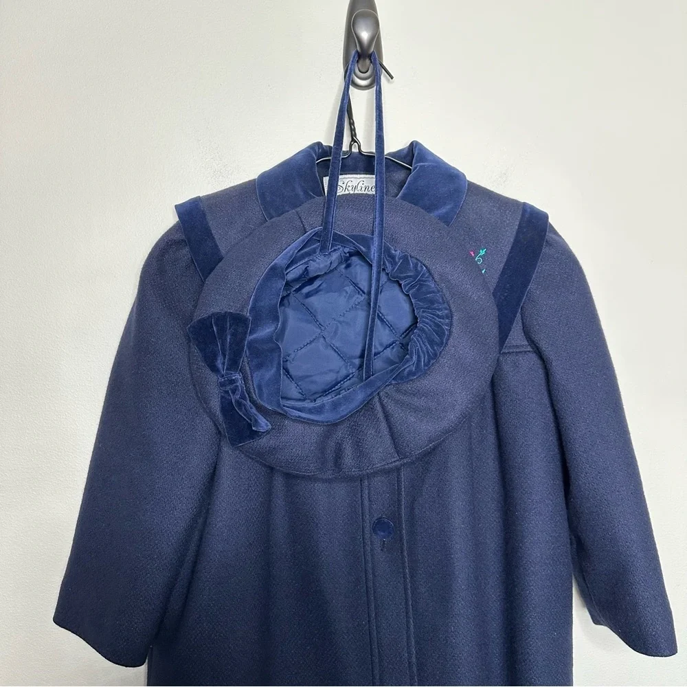 Vintage Skyline Wool & Velvet Coat and Hat Girls